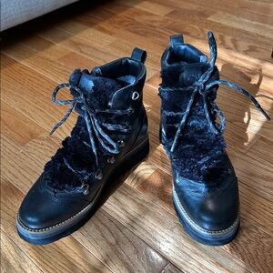 Cole Haan Women's Grand Explore Black Waterproof Faux Fur Ankle Boots